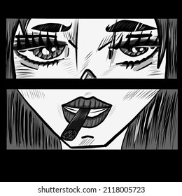 Manga style. Japanese cartoon Comic concept. Anime characters. Vector design for t-shirt graphics, banner, fashion prints, slogan tees, stickers, flyer, posters