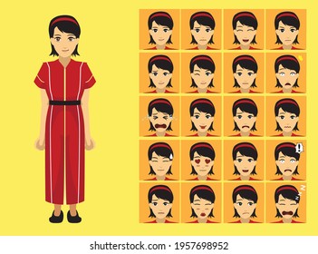 Manga Style Kayin Woman Clothes Cartoon Character Emotion