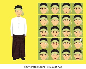 Manga Style Myanmar Man Clothes Cartoon Character Emotion