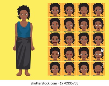 Manga Style Myanmar Woman Clothes Cartoon Character Emotion