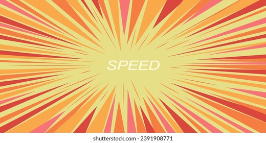 Manga style radial speed striped background. Comic cartoon hit ray explosion force poster. Anime funny minimalistic superhero power force effect. Dynamic light beam banner. Vector