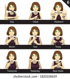 Manga Style Sign Language Set 6 Day