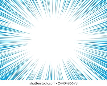 Manga style simple concentrated line background material_blue
