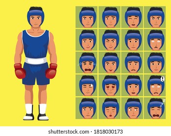 Manga Style Sport Boxer Cartoon Character Emotions