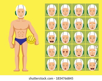 Manga Style Sport Water Polo Cartoon Character Emotions