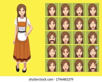 Manga Style Traditional Costume German Woman Costume Cartoon Character Emotions