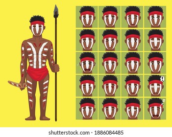 Manga Style Tribe Aborigin Cartoon Character Emotions