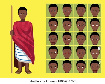 Manga Style Tribe Chaga Cartoon Character Emotions