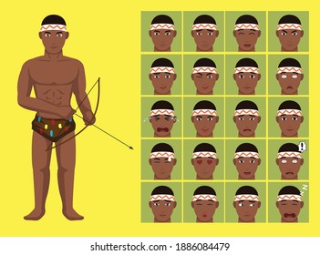 Manga Style Tribe San Bushmen Cartoon Character Emotions