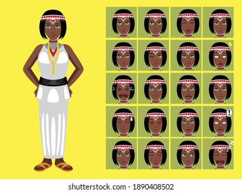 Manga Style Tribe Woman Oromo Cartoon Character Emotions