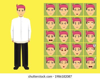 Manga Style Yin Talai Kayah Man Clothes Cartoon Character Emotion
