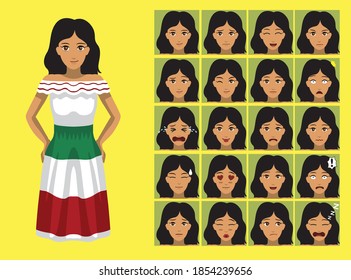 Manga StyleSpanish Woman Cartoon Character Emotions