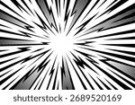 Manga thunder background mixes anime comic line rays with halftone texture in radial burst. Manga thunder bg vector suits lightning overlay, action shock frame, or abstract pop art element.