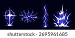 Manga thunder effect with comic bolt and lightening lightning vector. Manga thunder frame repeats in dynamic bg design. Electric energy strike works for vfx, game asset or digital burst art.