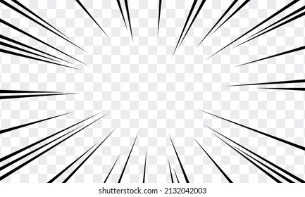 Manga transparent. Geschwindigkeitslinien Comic-Effekt auf transparentem Hintergrund. 