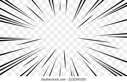 Manga transparent. Geschwindigkeitslinien Comic-Effekt auf transparentem Hintergrund. 