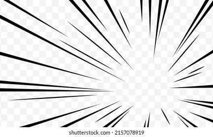 Manga transparent. Geschwindigkeitslinien Comic-Effekt auf transparentem Hintergrund. 