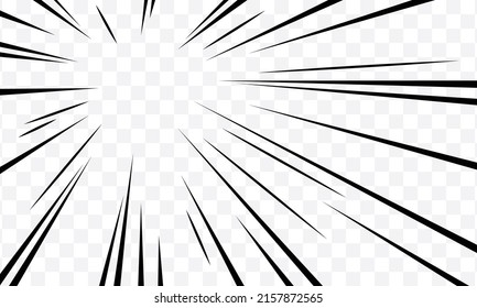 Manga transparent. Speed lines comic effect on transparent background. 