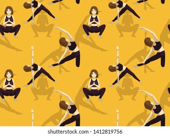 Manga Woman Triangle Pose Cartoon Seamless Background Wallpaper