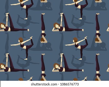 Manga Yoga Supported Headstand Pose Background Seamless Wallpaper