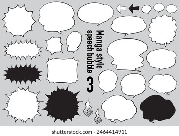 Manga,comic style speech bubble set 3 (gray background ver.)