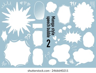 Manga,comic style speech bubble set 2(blue background ver.)