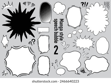 Manga,comic style speech bubble set 2(gray background ver.)