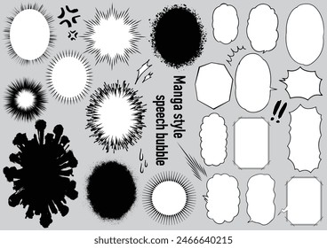 Manga,comic style speech bubble set(gray background ver.)