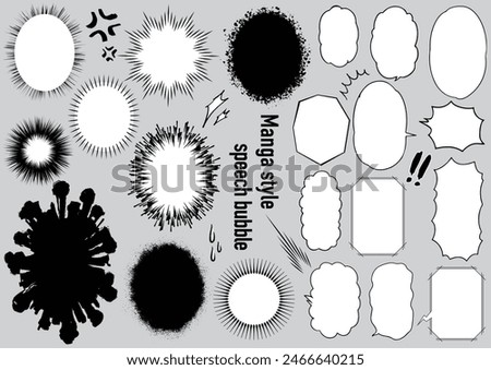 Manga,comic style speech bubble set(gray background ver.)