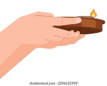 Mangal Aarti In Hand, holding a  aarti in hand. Indian gods