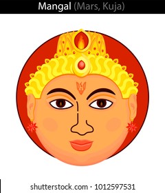 Mangal (Mars, Kuja). Vector illustration for astrology. Vedic culture. Jyotish.