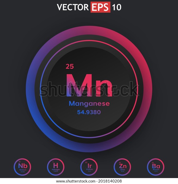 Manganese Chemical Element Periodic Table Color Stock Vector Royalty