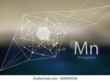Manganese. A series of trace elements. Modern style, abstract background with polygonal elements. Science, research, medicine, technogenic direction.