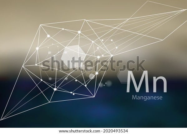 Manganese. A series of trace elements. Modern\
style, abstract background with polygonal elements. Science,\
research, medicine, technogenic\
direction.