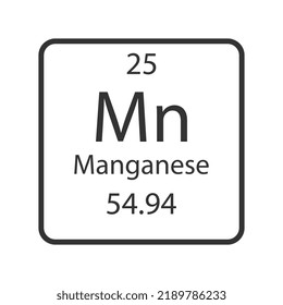 Manganese symbol. Chemical element of the periodic table. Vector illustration.