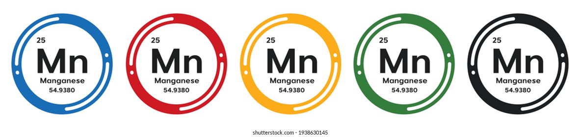 Manganese symbol set. flat design vector illustration in 5 colors options for webdesign
