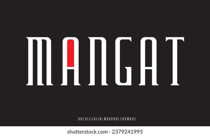 Mangat Futuristic modern techno sci fi bold display stencil font, abstract geometric clean monospaced letter set typeface.