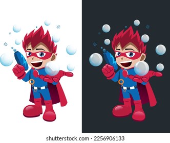 Mange style character, tiny hero, victory pose, adventure, holding in hand, with accessories, colorful and joyful
