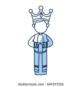 manger cartoon wise king christmas celebration, outline image