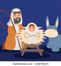 manger characters and animal cartoon