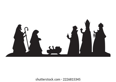 manger characters silhouettes nativity scene