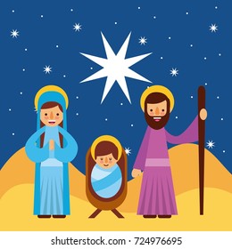 manger christmas family star landscape