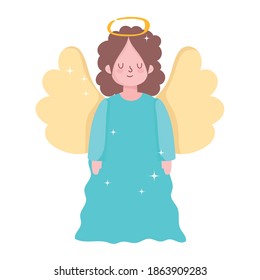  manger nativity angel cartoon character ,vector illustration