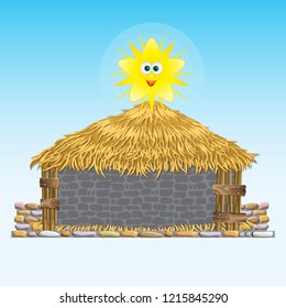 Manger from Nativity Scene Cute Cartoon Isolated Vector Illustration