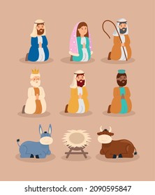 manger people and animals set