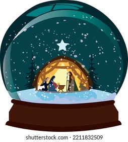 Manger Scene Snow Globe Jesus Christmas Mary joseph