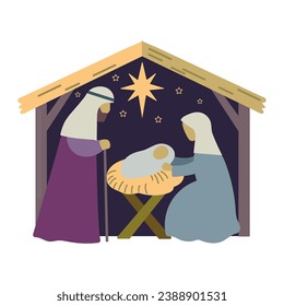 Manger scenet christmas card icon clipart avatar logotype isolated vector illustration