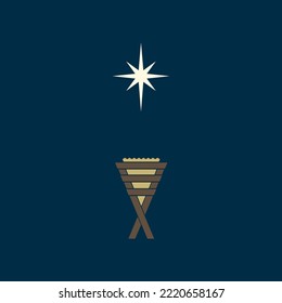 Manger and star of Bethlehem, symbolic of the birth of the King, Jesus Christ our Savior and Messiah. 