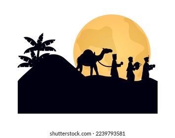 manger wise men and camels scene