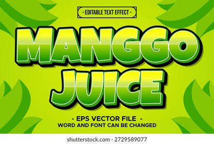 Manggo Juice Editable Text Effect with Green Tropical Background - Vector Style